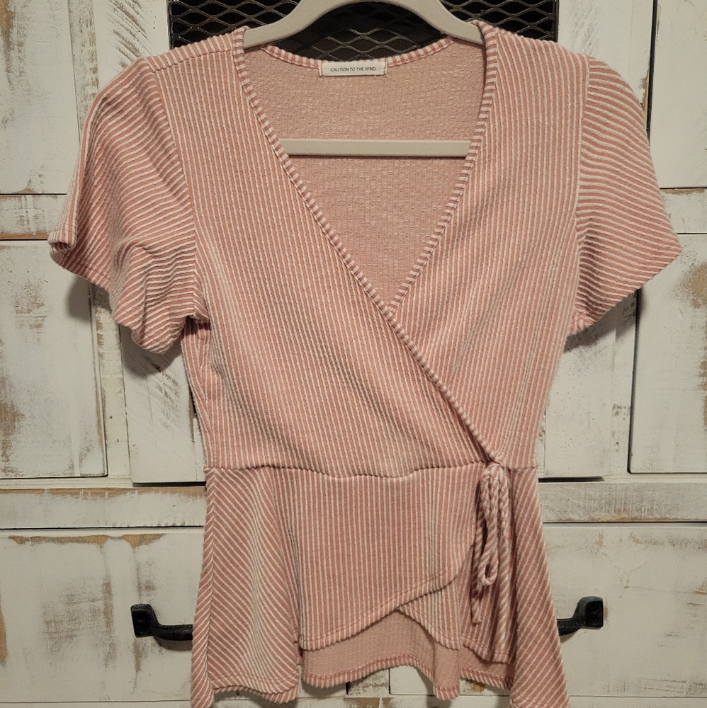 Stripped tie up blouse